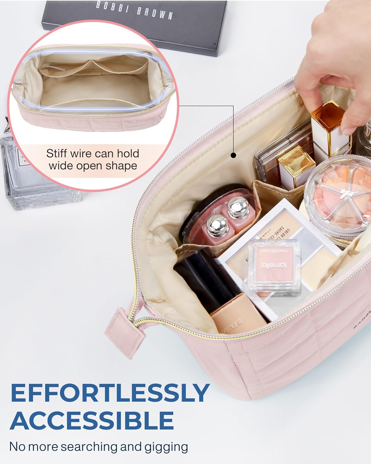 Makeup Bag Travel Toiletry Bag, Puffy Padded Make Up Bags for Women Makeup Organizer Case